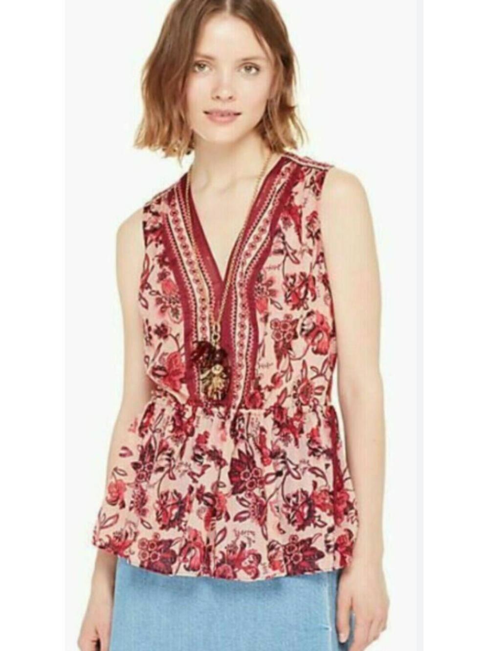 NWOT Kate Spade Paisley blossom top floral peplum tank  size XS